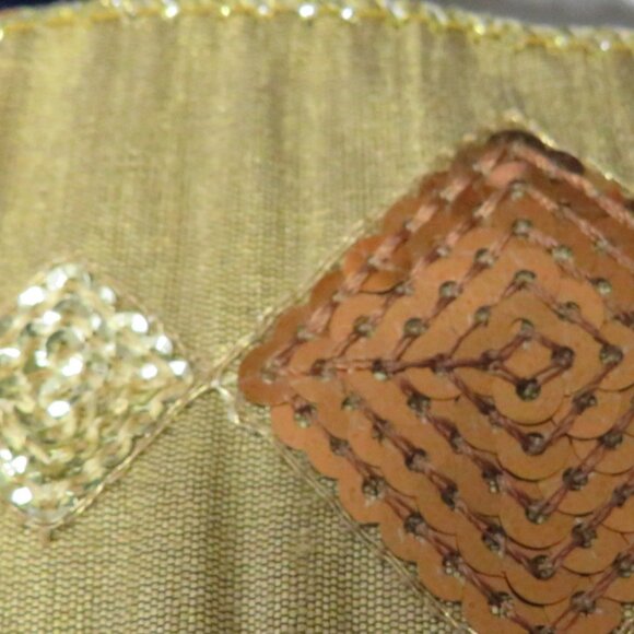 Sequins Diamond Design wired ribbon Warm Gold & Brown 2.5" wide - Picture 7 of 9